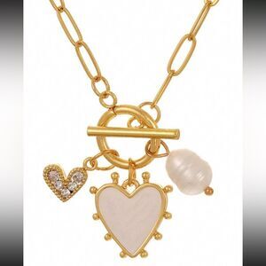 Gold Heart Charm Necklace N959